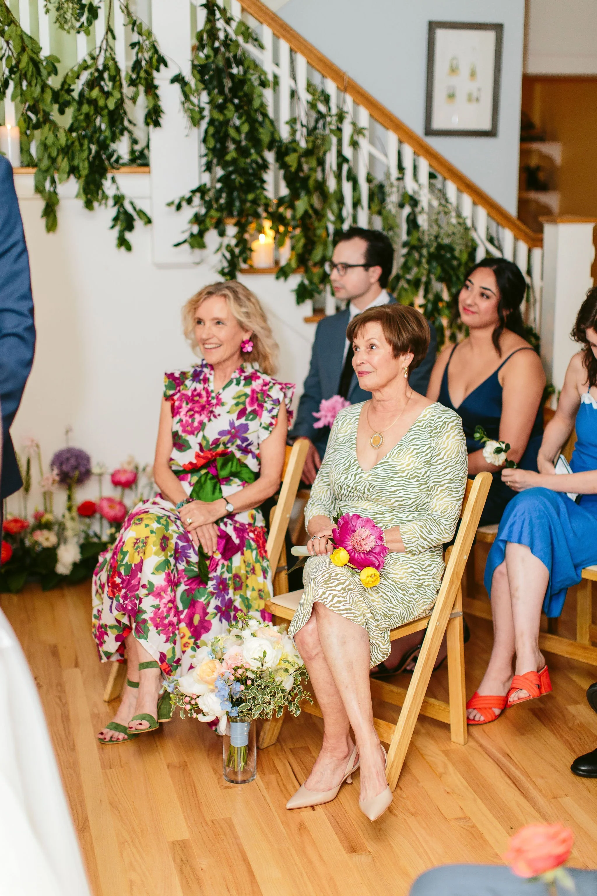 guests at northfield il backyard wedding