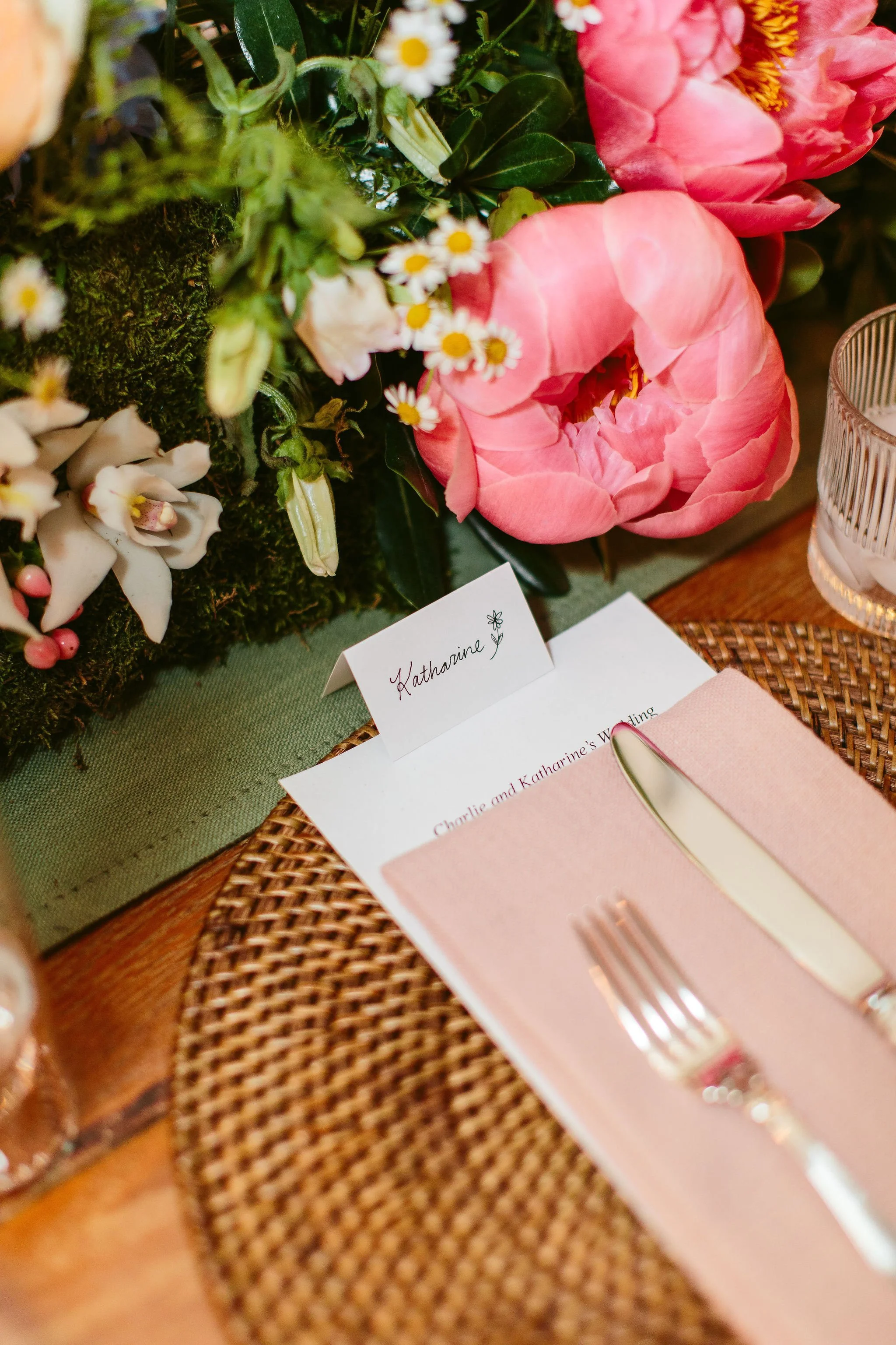 place setting at at-home wedding