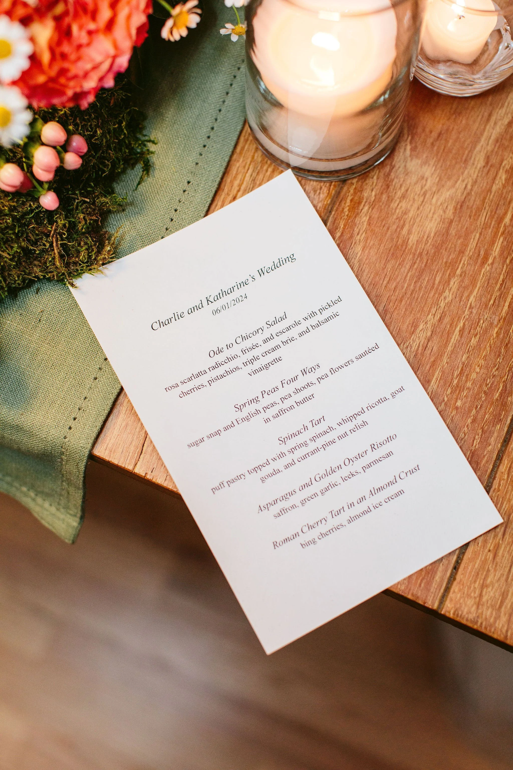 menu inspiration for at-home wedding