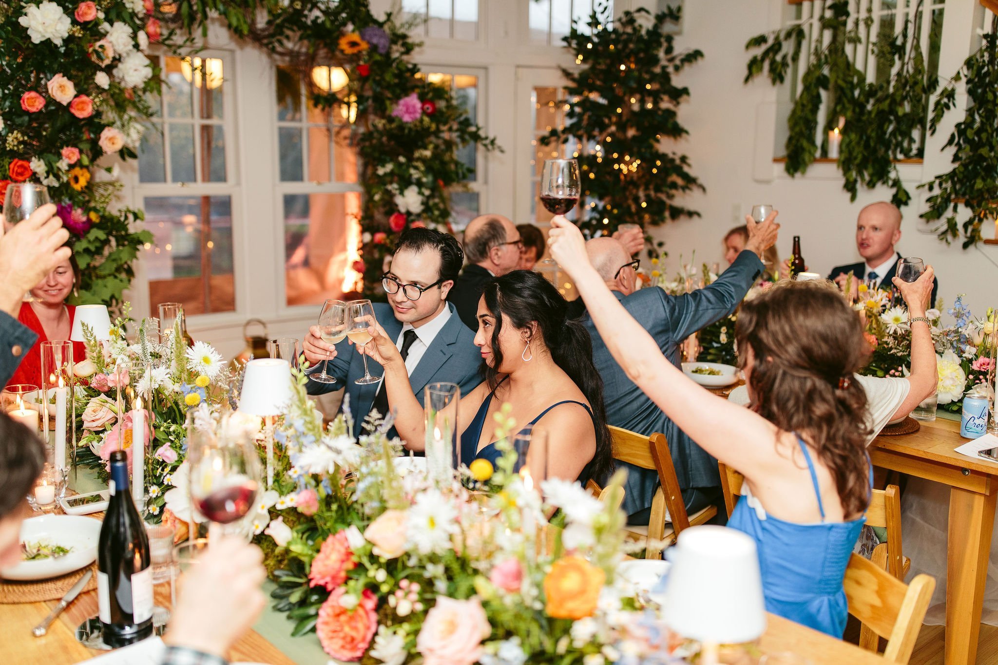 toasts at backyard wedding reception