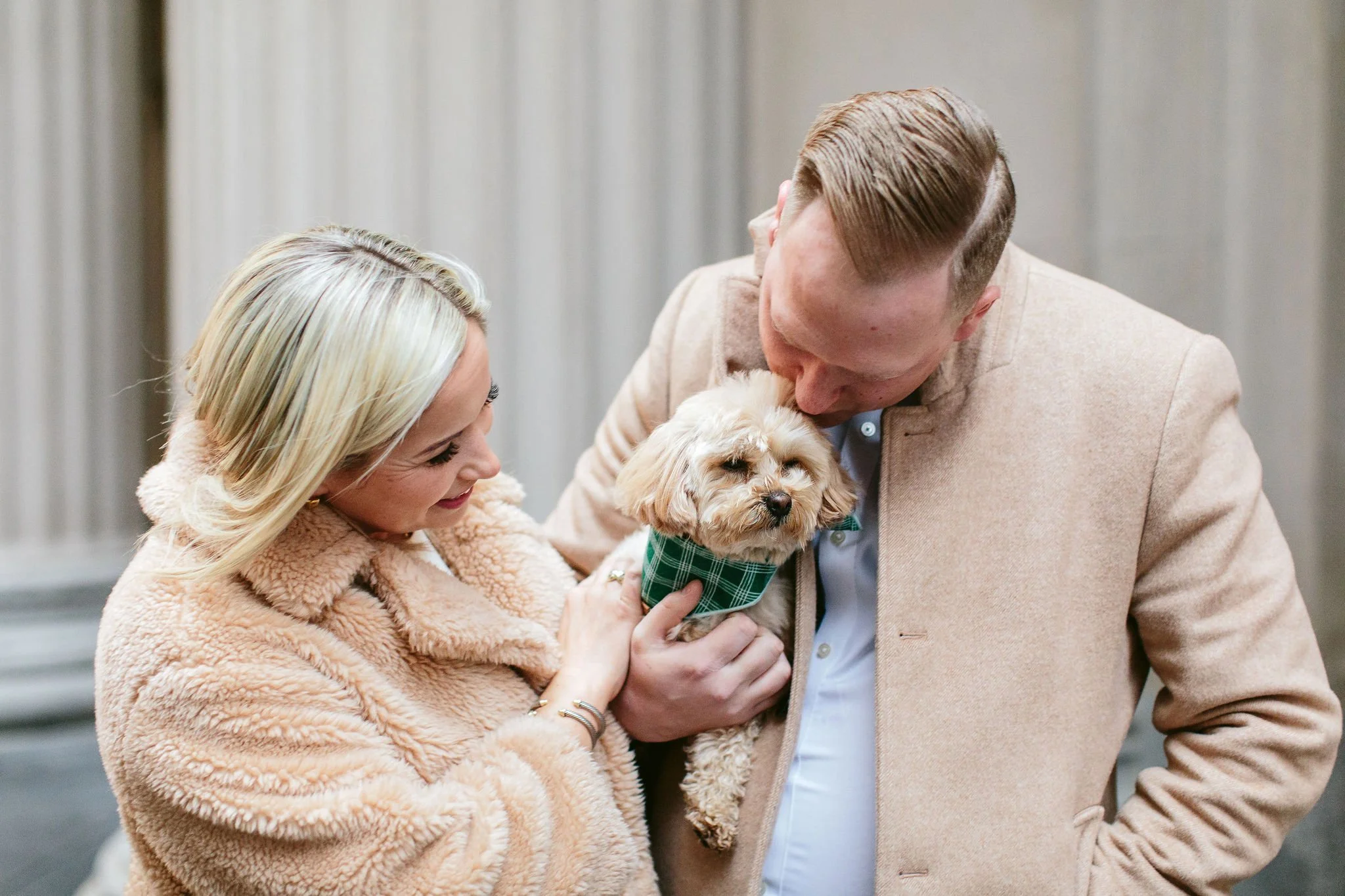 winter engagement photos with dog