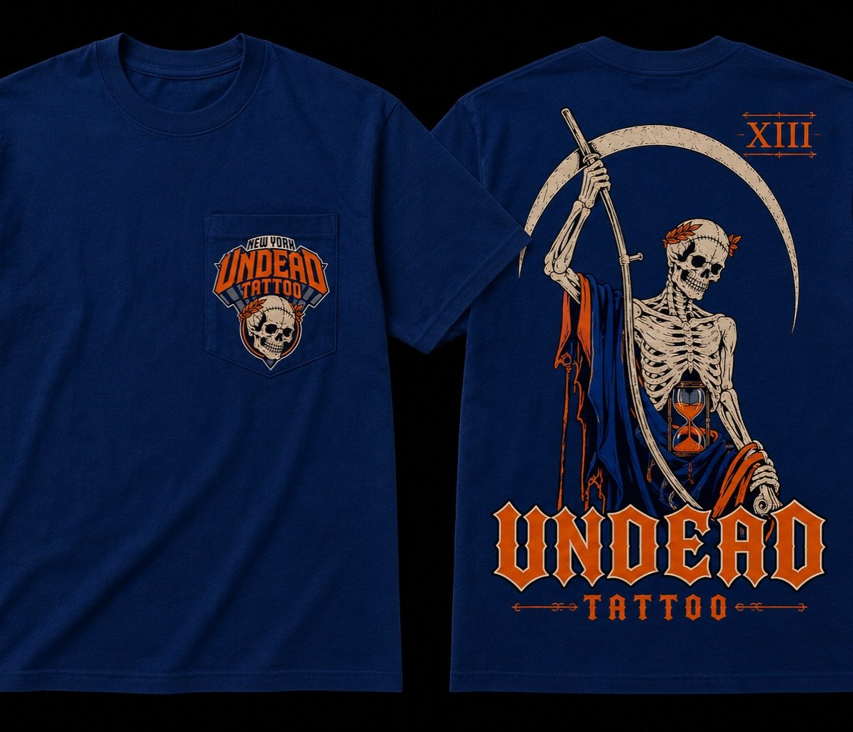 New merch!! 🚨🚨🚨 New Knicks inspired tees dropping next week
IN STORE ONLY at Undead Tattoo.

Limited stock, heavyweight tees, and no online drop.
Pull up before your size disappears 💀🏀

#UndeadTattoo #Knicks #NYK #NewYorkKnicks #LongIsland Stree