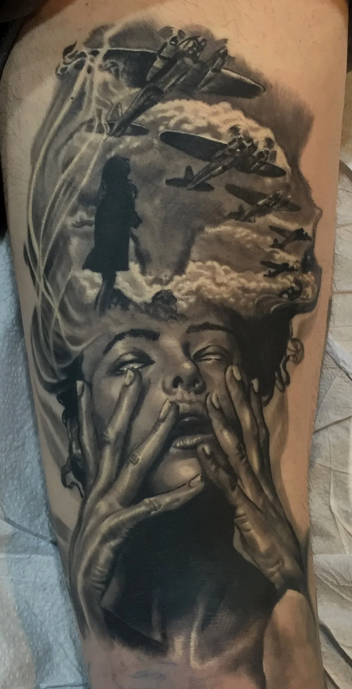 Mike Carro Black and Gray Girl Tattoo.JPG