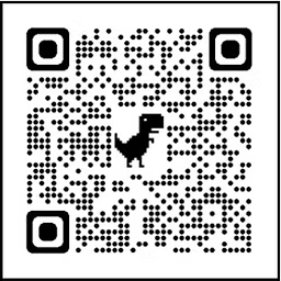 QR code with a dinosaur icon in the center.