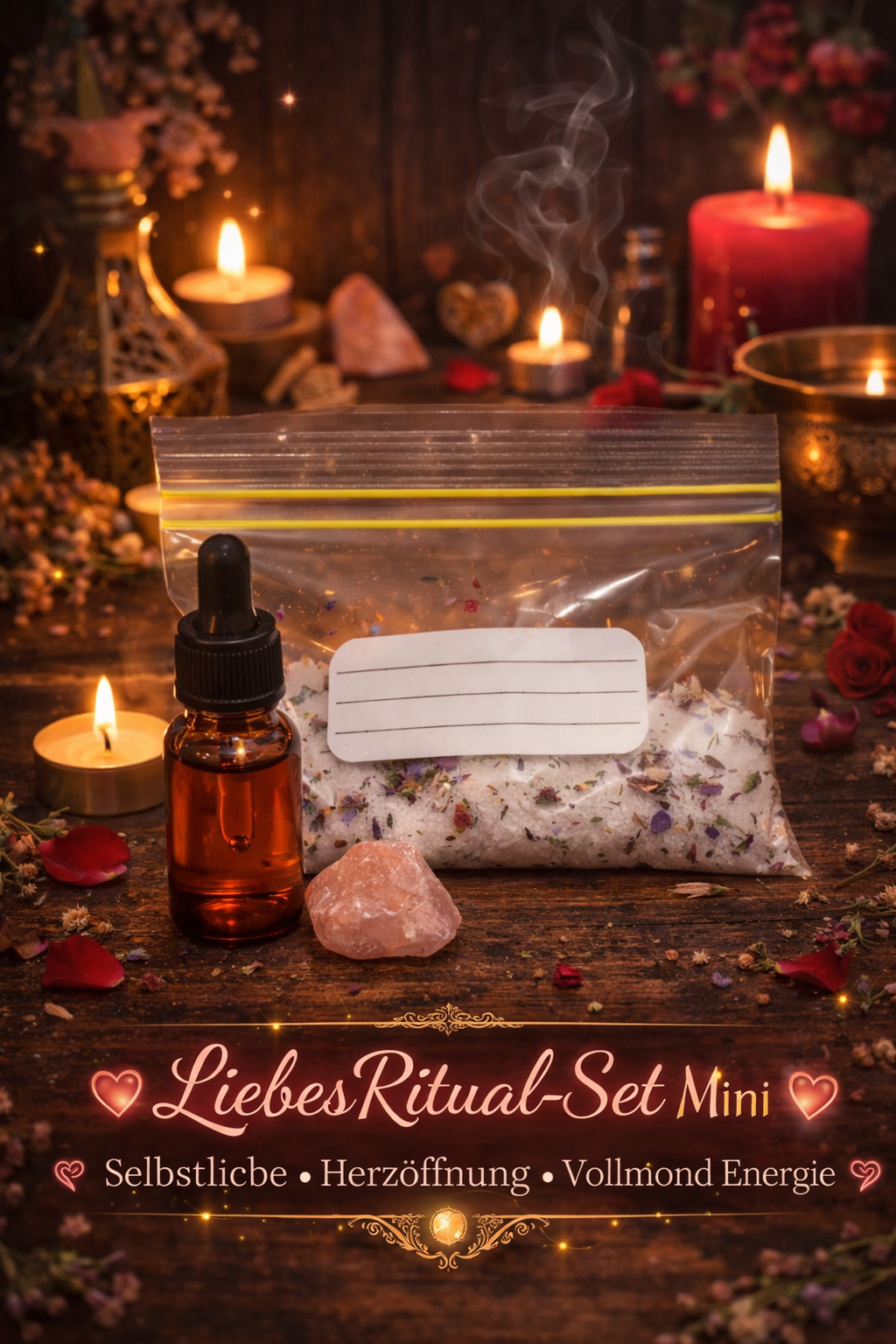 Liebe Ritual Set klein – Liebesöl & Ritualsalz | Selbstliebe Ritual | Vollmond aufgeladen