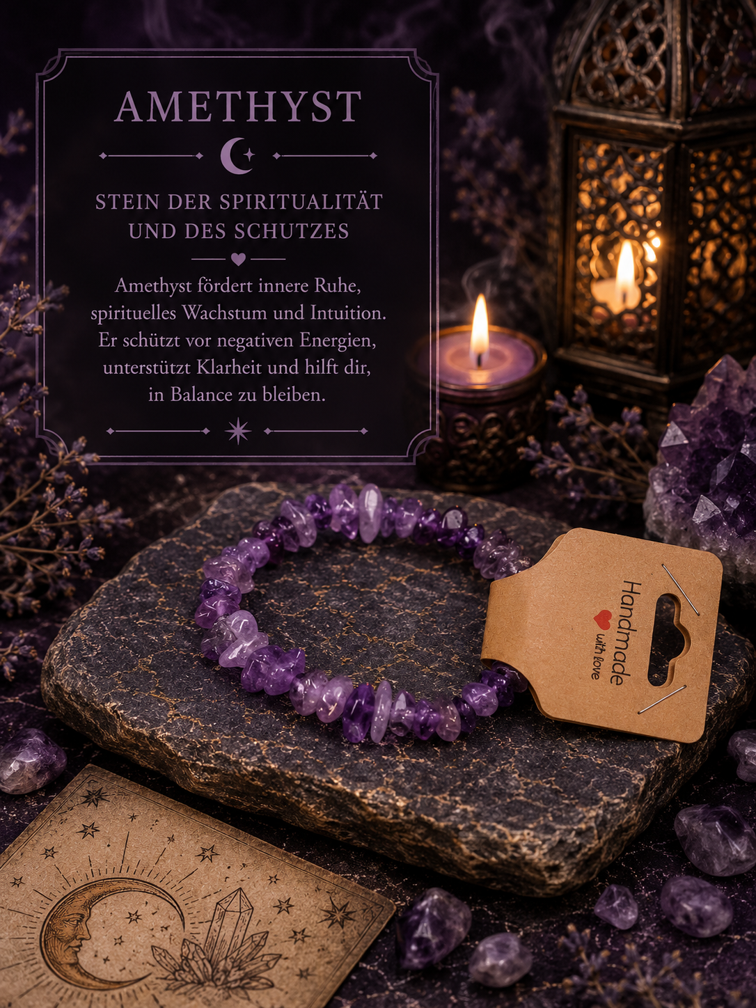 Amethyst Splitterarmband – Handgefertigtes Edelsteinarmband | Echter Amethyst | Spiritueller Schmuck | Arcana Spiritualität