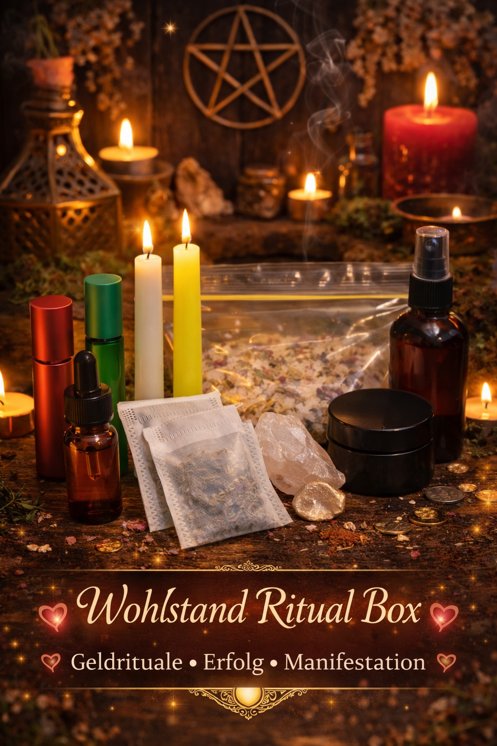 Wohlstand Ritual Set – Geld & Erfolg Ritualbox | Manifestations Ritual | Vollmond aufgeladen