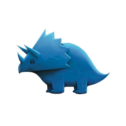 An image of one of the hidden Digby across the site. Digby is a small smiling blue triceratops and the mascot of the 2026 Summer Reading Program.