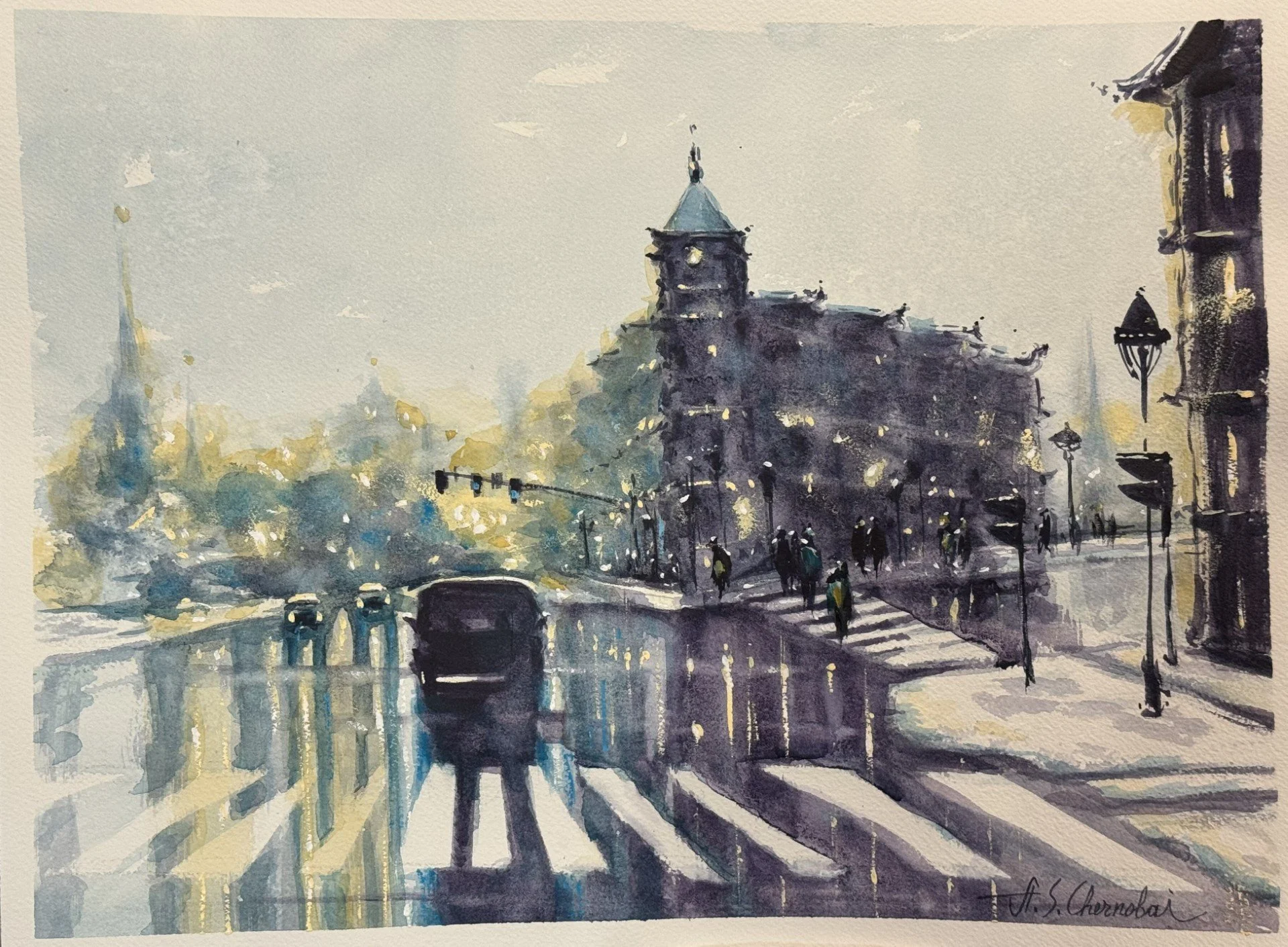 Rainy Street – Anna Chernobal - Sold