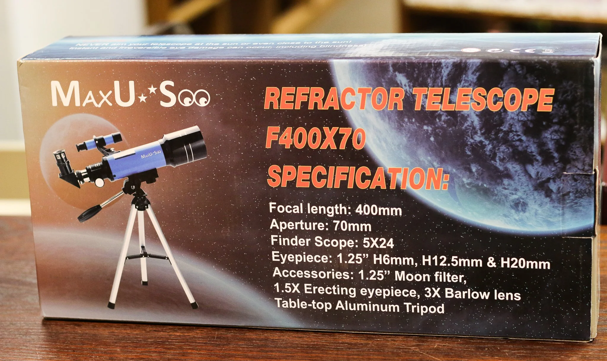 This is an image of the Refractor Telescope that is available for borrowing in our Library of Things.