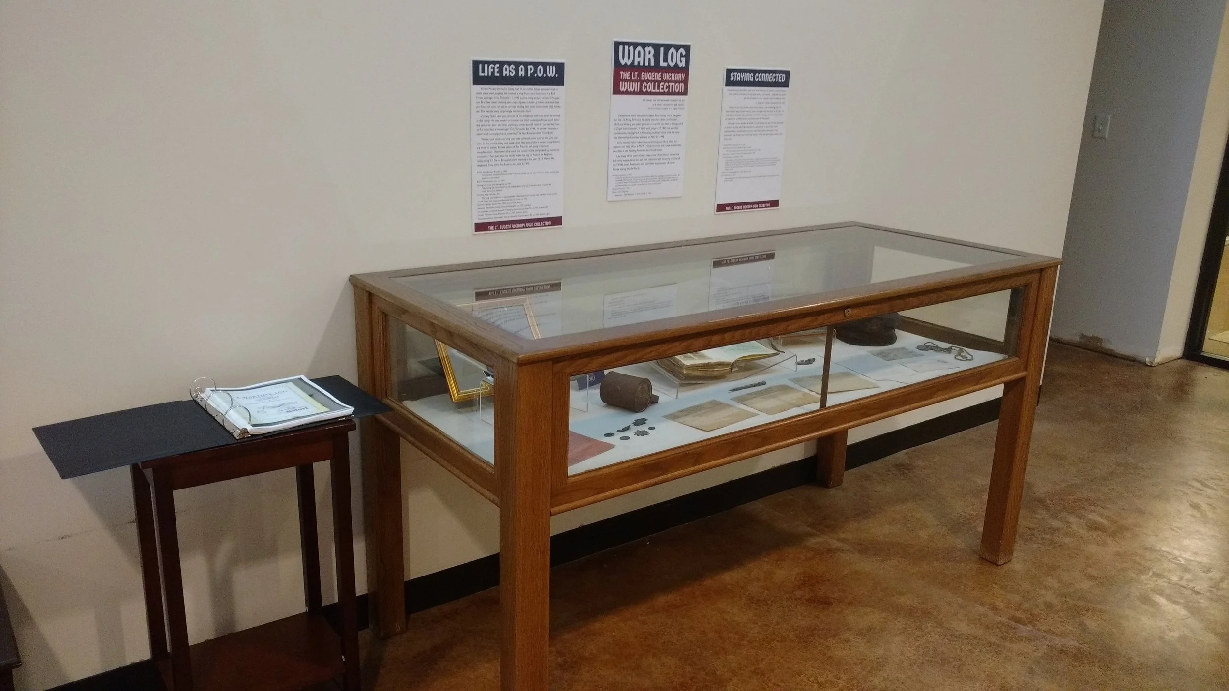 photo of a table case holding objects