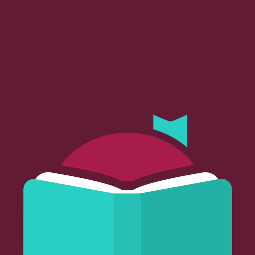 This is a promotional image for Libby by Overdrive. The graphic features the top of a red haired child, hiding behind a teal book.