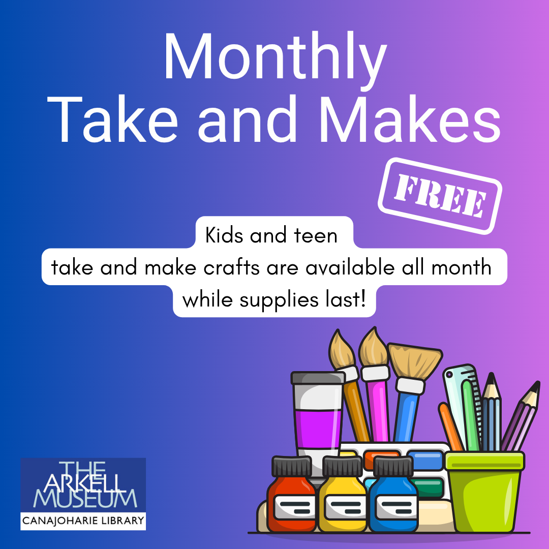 A graphic for the monthly Take and Make supply kit.
