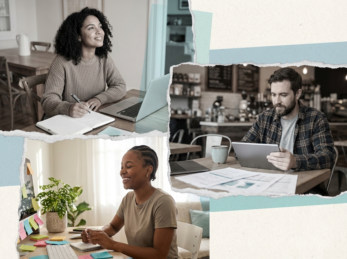 Military spouse, veteran, and entrepreneur collage—diverse business owners building their dreams