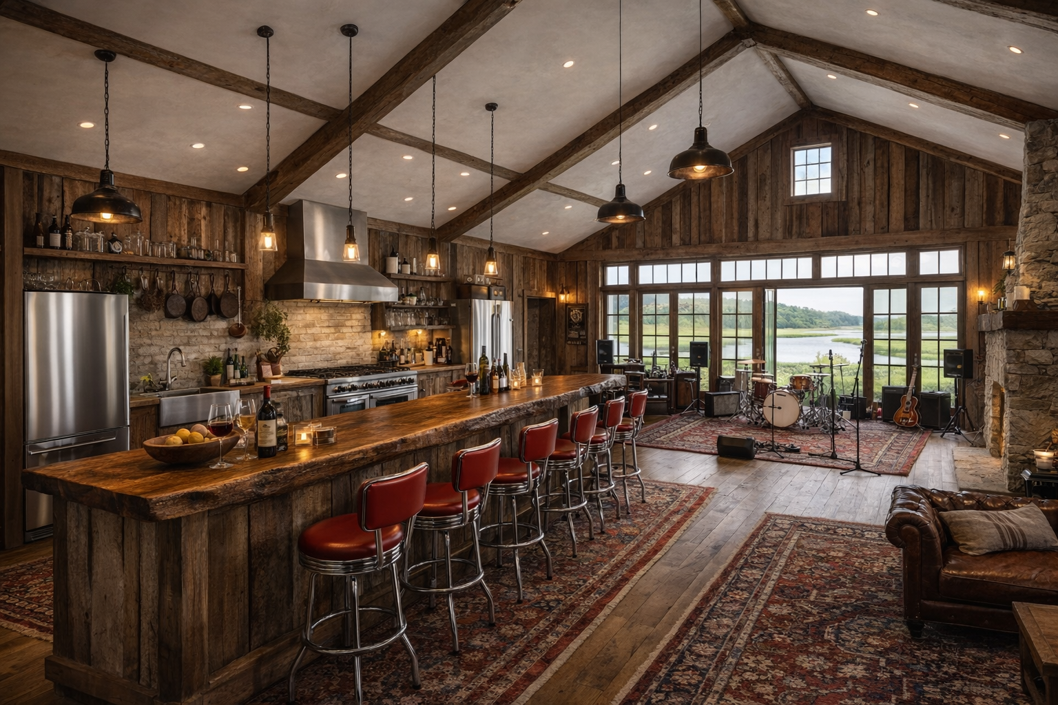 Where the rafters ring with laughter and the night begins to spark,
Danny’s band fires up the room and chases off the dark.
Friends and family gather close, their joy a steady roar—
The Music Barn comes alive when they’re dancing on the floor.