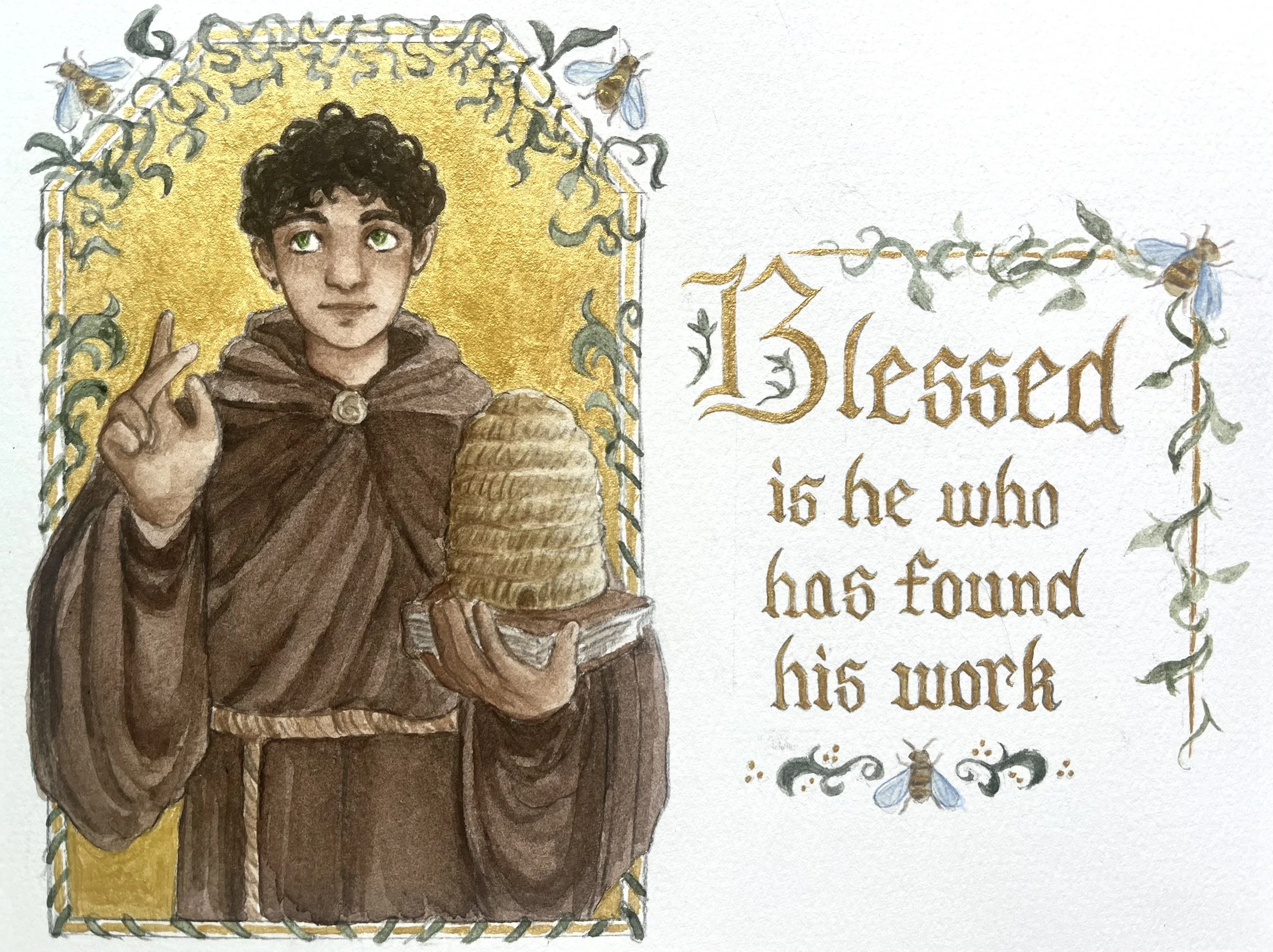 Blessed is He (2025) - Watercolor, colored pencil, & acrylic paint