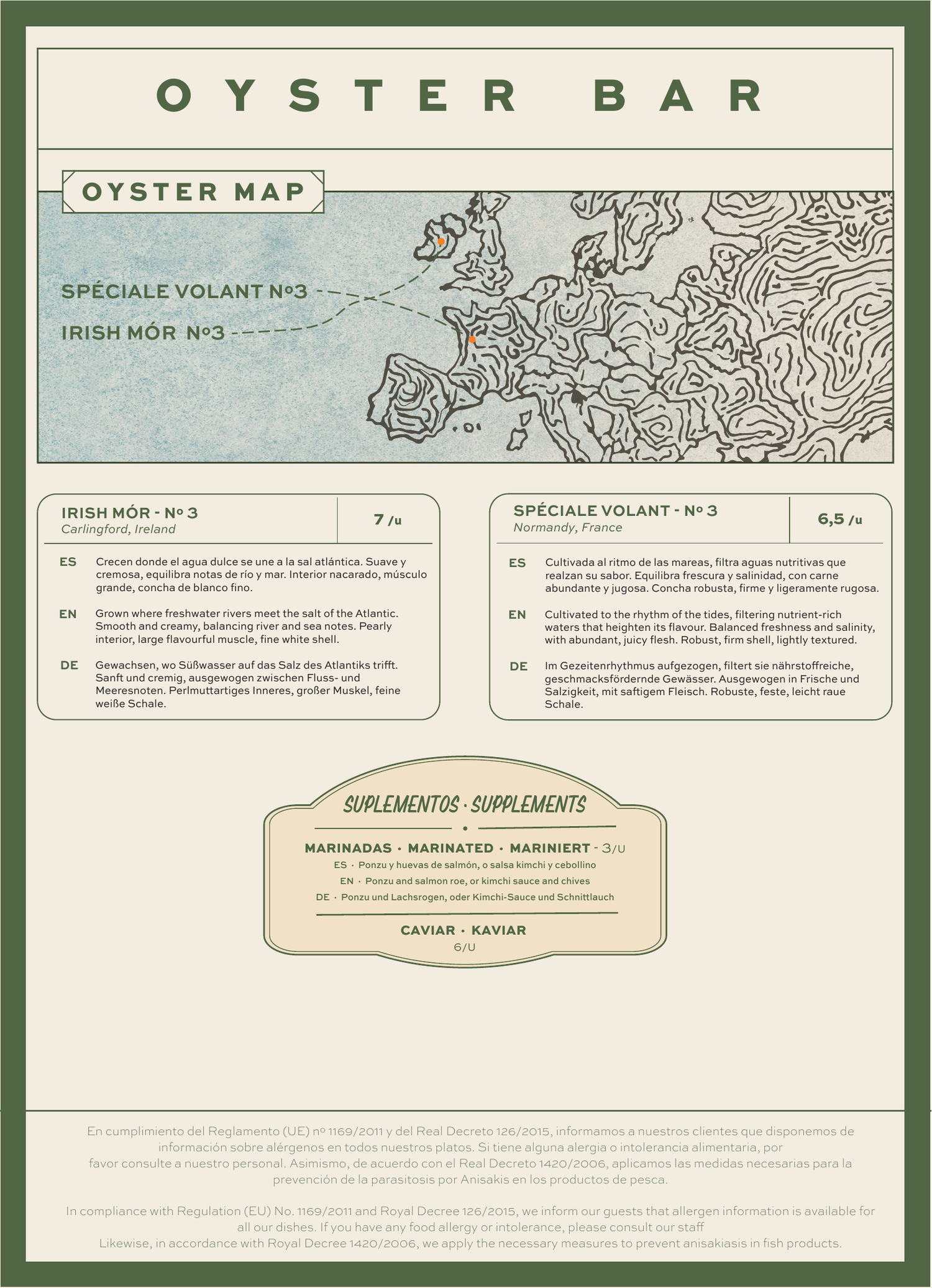 Oysters Mallorca Menu