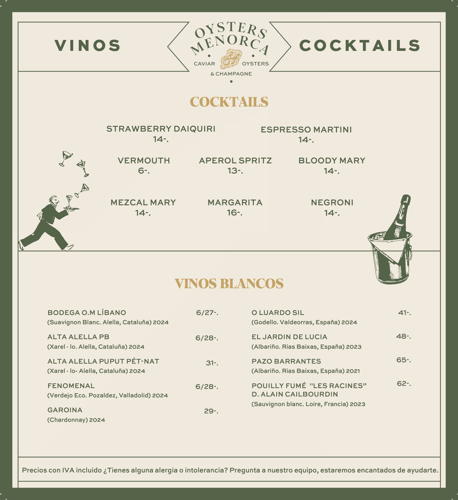 Oysters Menorca Cocktail Menu