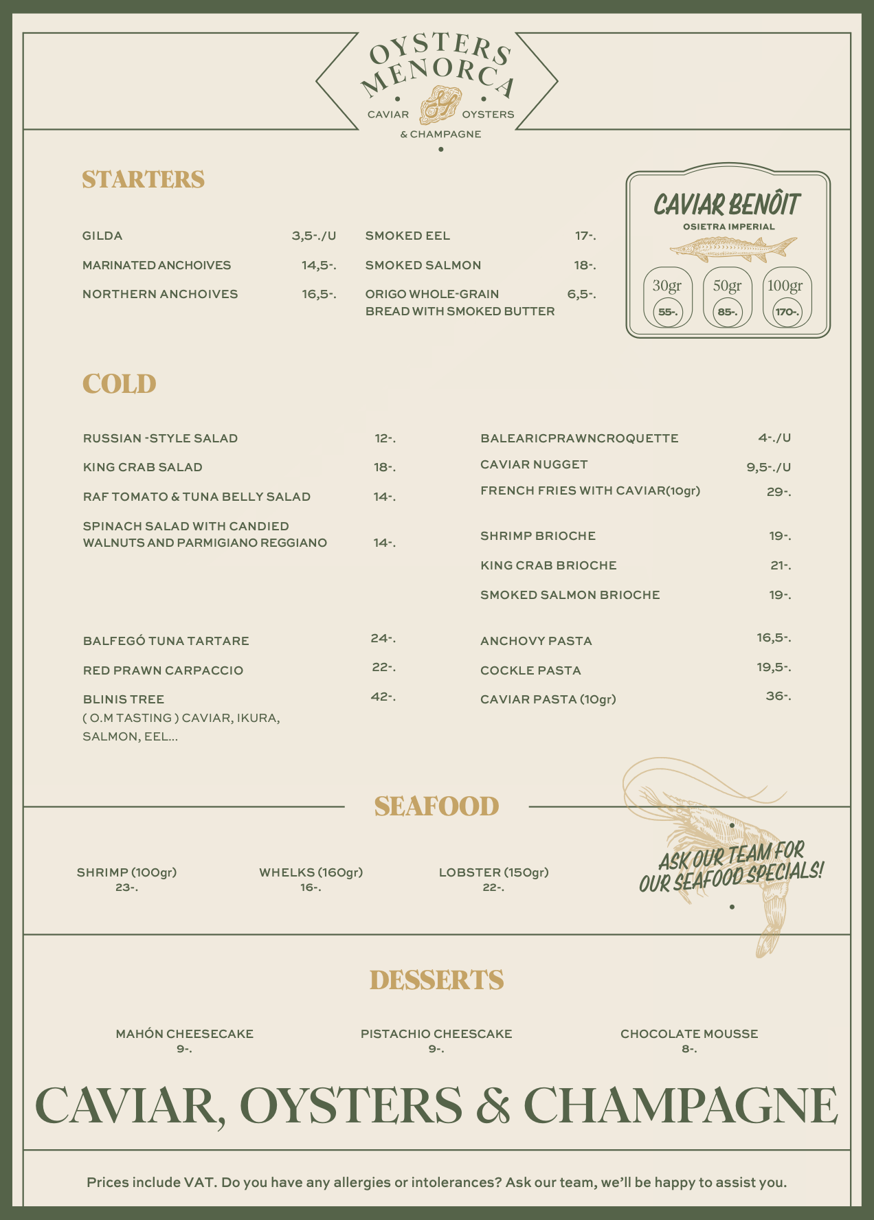 Menu in English