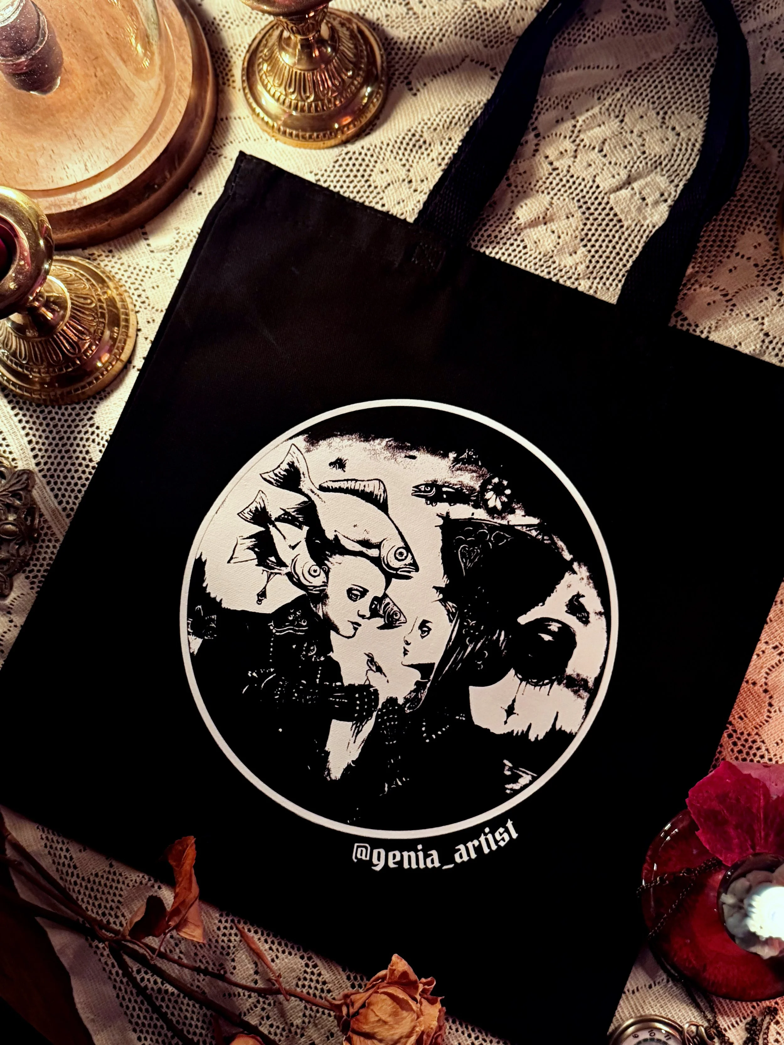 Dark Surrealism Fine Art Premium Canvas Tote Bag