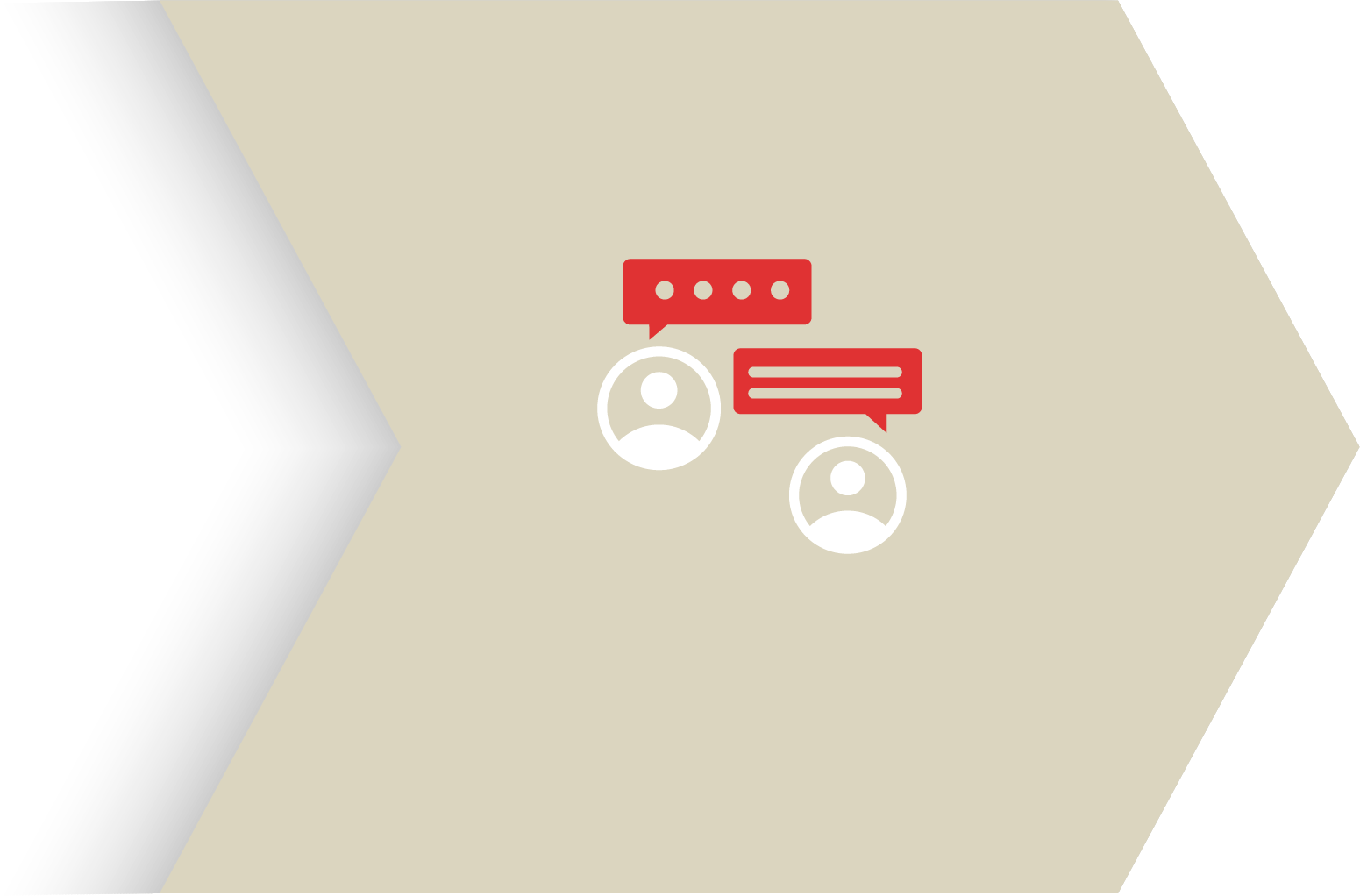 Icon illustration of two people with speech bubbles indicating a conversation.