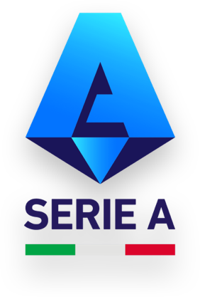 Logo de la Serie A de football avec une étoile stylisée bleue, texte 'SERIE A' en violet foncé et un drapeau italien en bas.