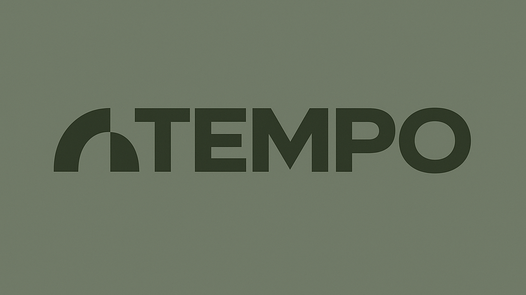 Tempo Wealth logo, black text on green backround.