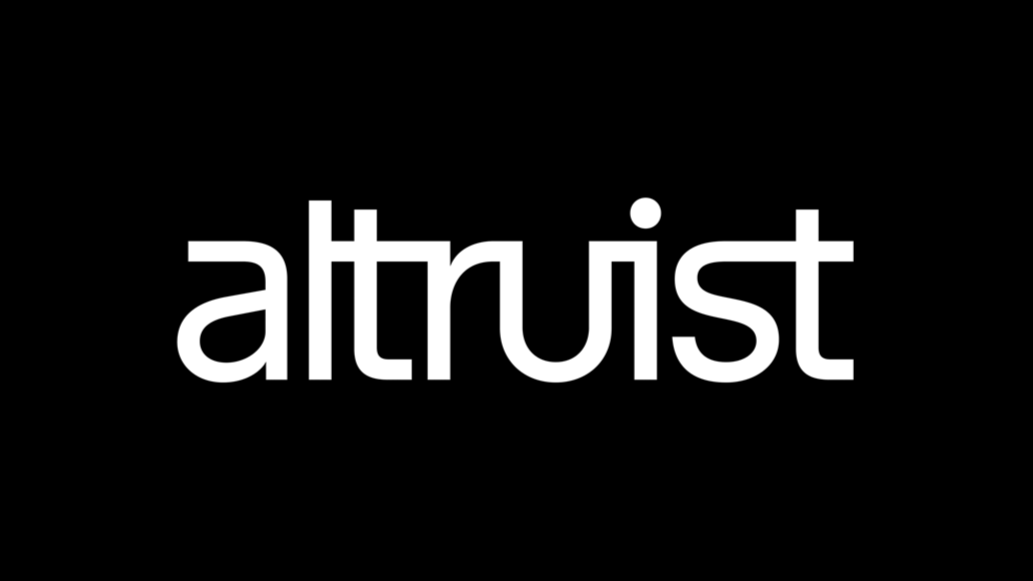 The word "altruist" written in white lowercase letters on a black background.