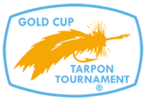 Gold Cup Tarpon Tournament logo featuring a gold tarpon fish silhouette