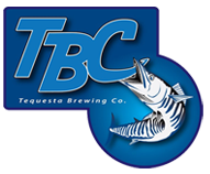 Logo of Tequesta Brewing Co. featuring a fish with the abbreviation TBC.