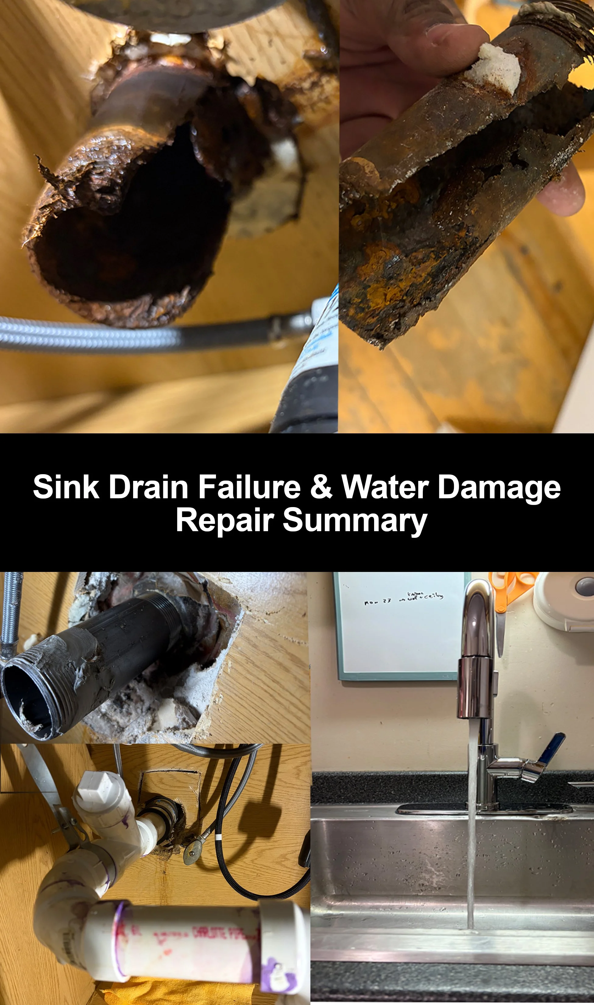 rusted sink drain pipe replacement Worcester MA