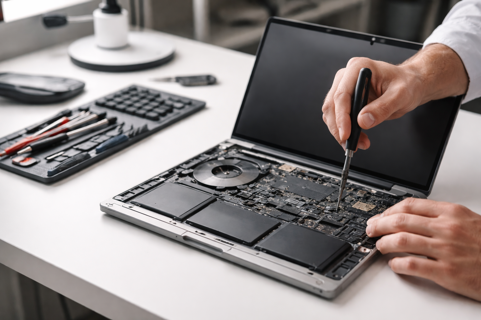 Somerset PA computer repair technician working on laptop