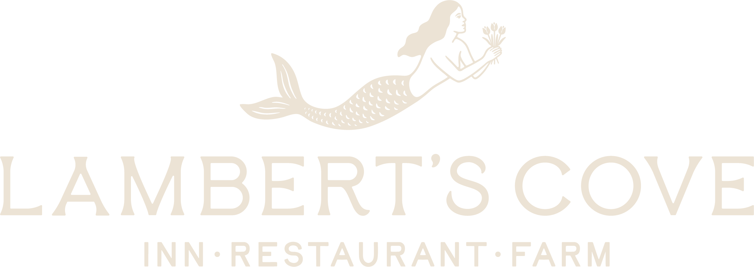 Lambert's Cove Inn logo with a mermaid holding a bunch of flowers.