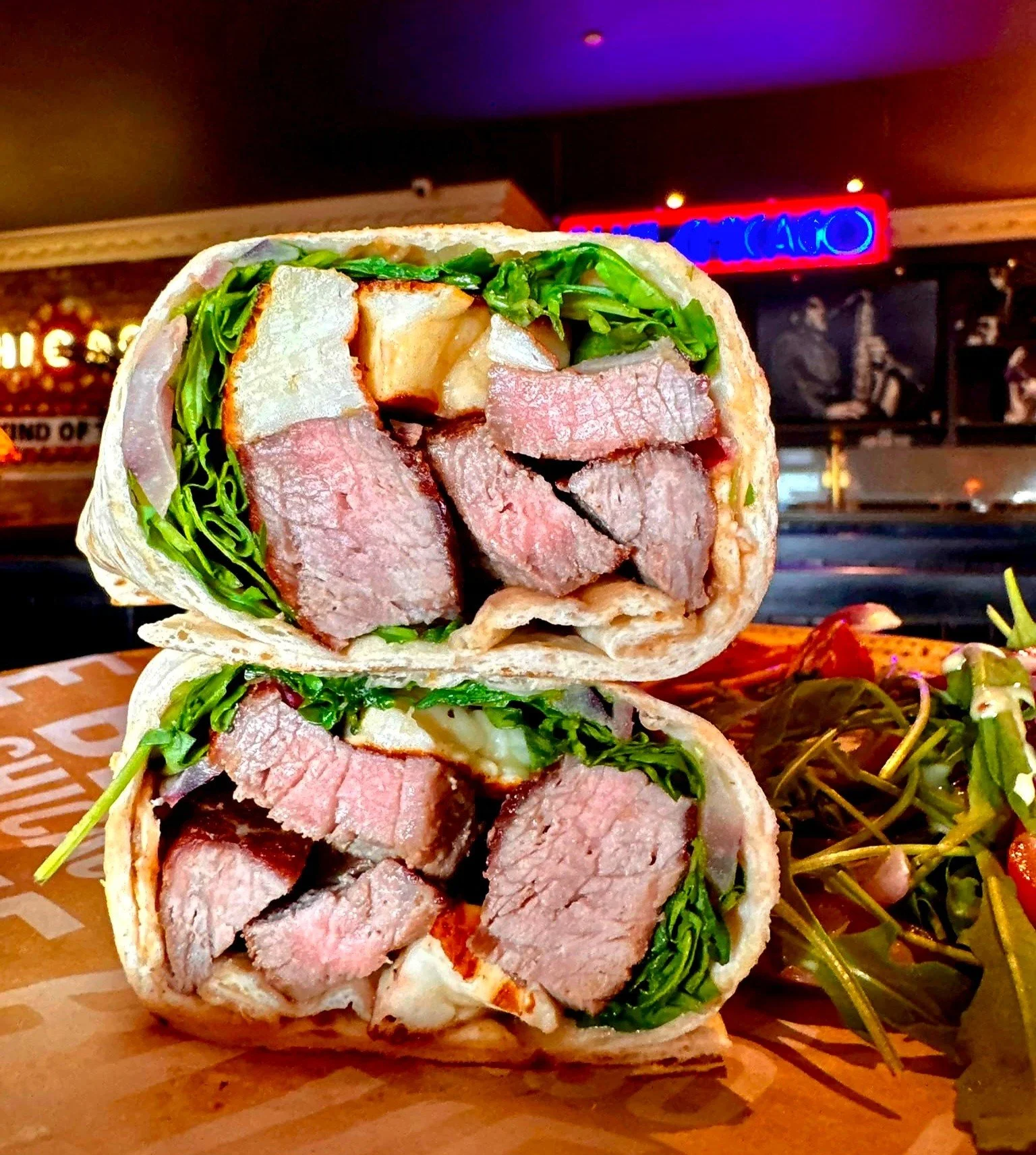 🌯 STEAK AND HALLOUMI WRAP 🌯

Rump steak, halloumi, red onion, rocket, and garlic mayo with fries 🤤

✨️ Another gorgeous special available this week from #bluechicago ✨️

OPEN FROM 12PM 

02890 482771 

#steak #halloumi #steakwrap #tacos #foodofthe