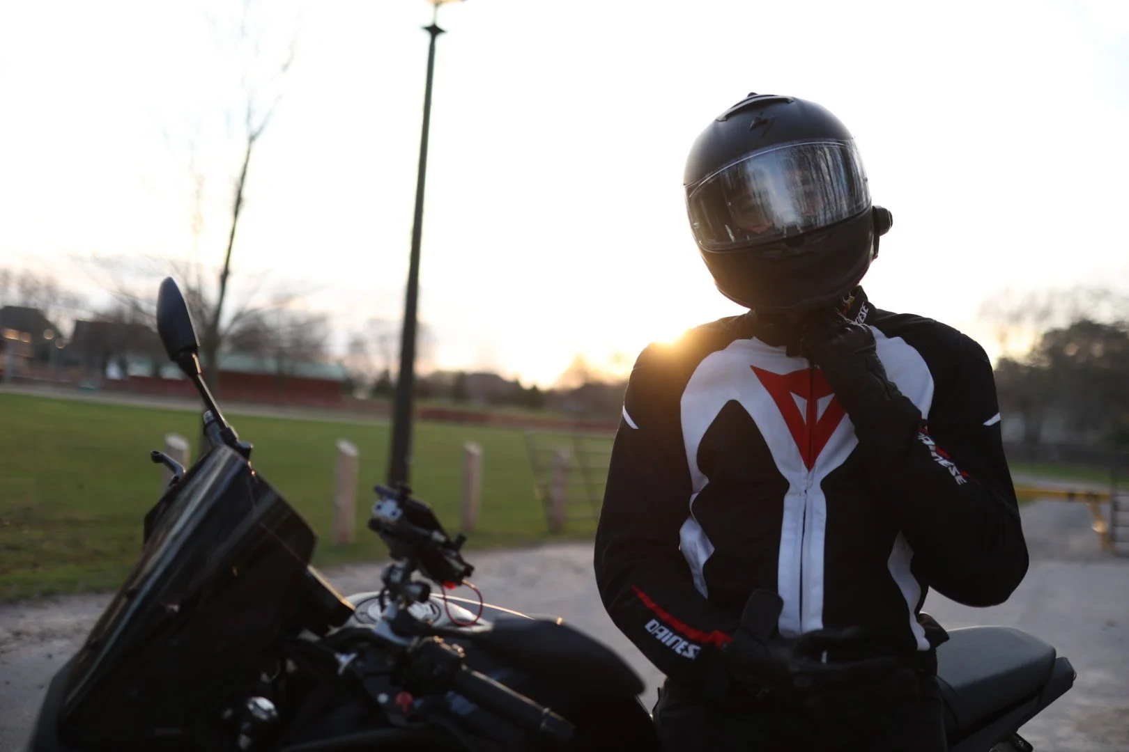 Ray Kwok, Toronto wedding videographer and motorcycle enthusiast, in full riding gear
