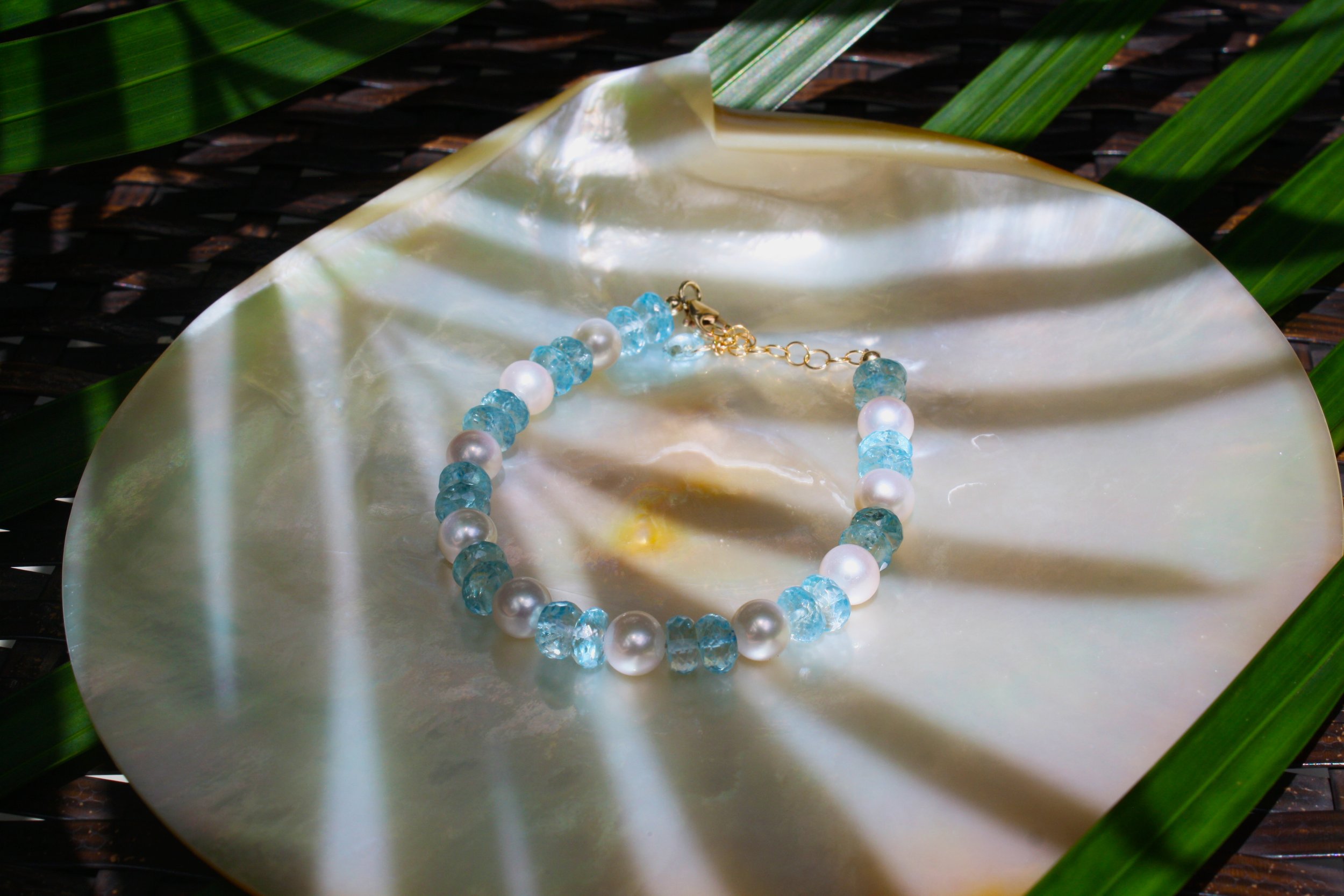 Aquamarine and fresh water Pearl