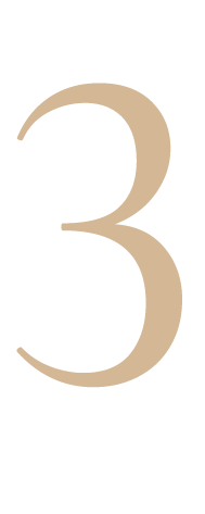 A large beige number three on a black background.