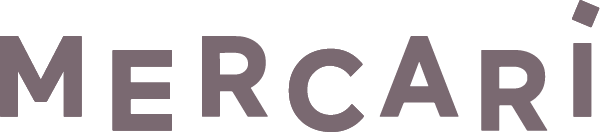 Close-up of the Mercari logo with partially visible text