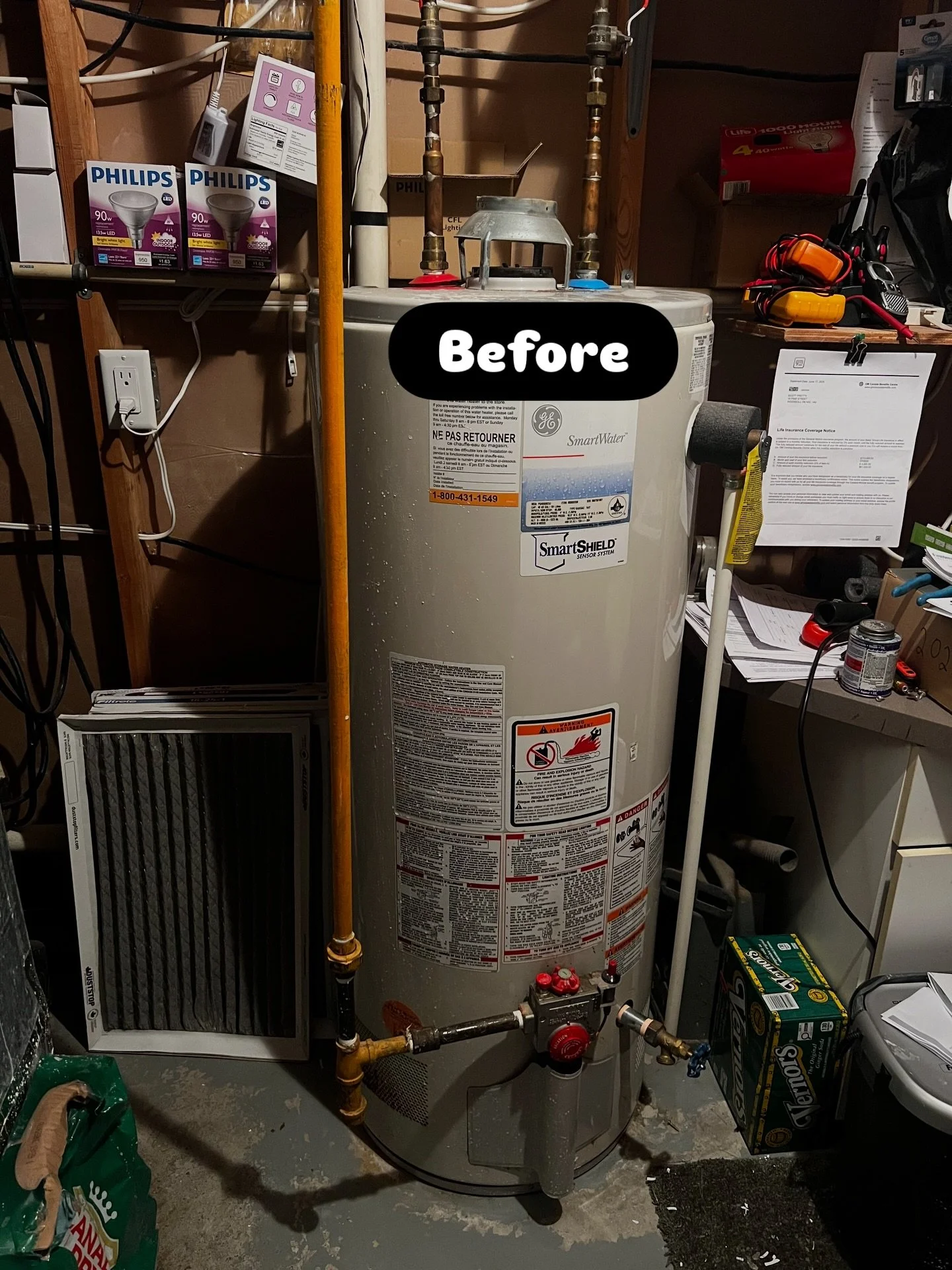 Atmospheric to a power-vent water heater. #hvac #selfemployed  #generalelectric #waterheater #oxfordxounty