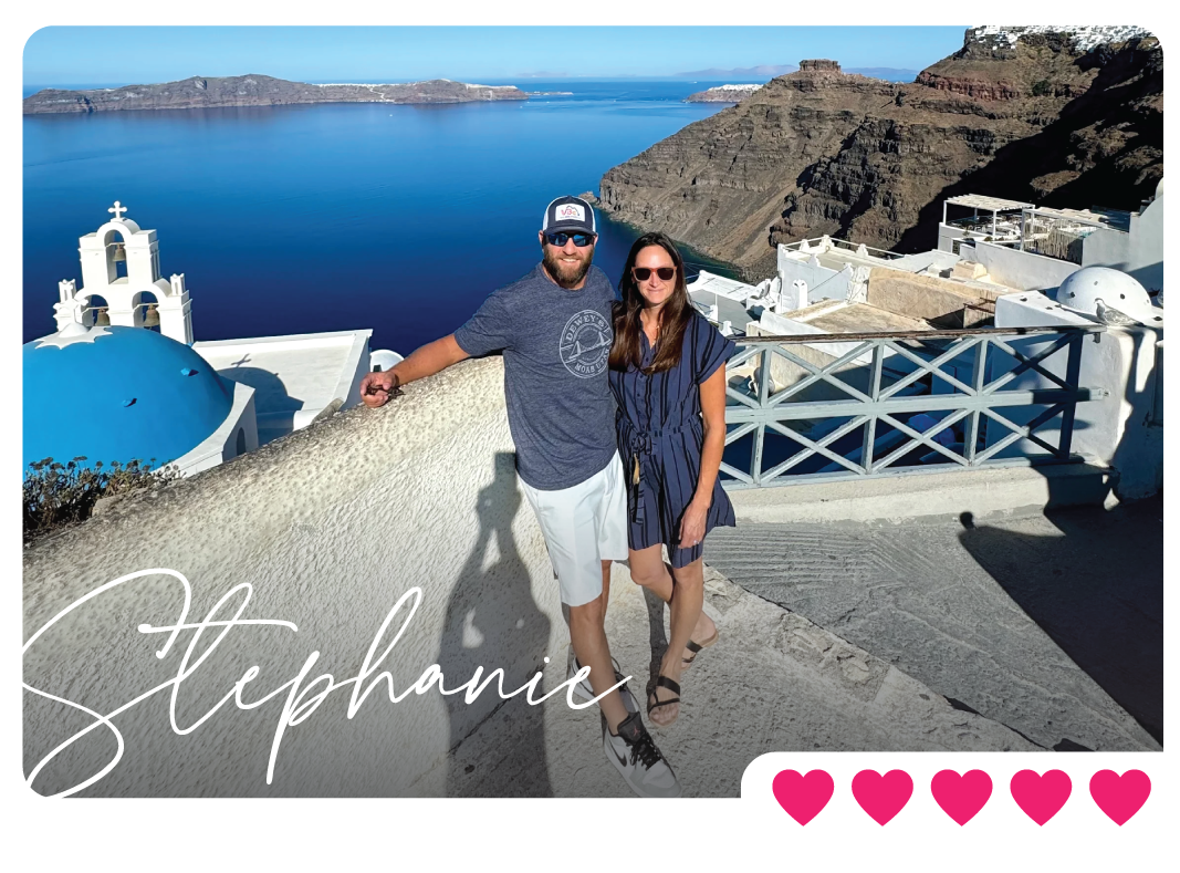 Happy couple on vacation in the Greek Isles