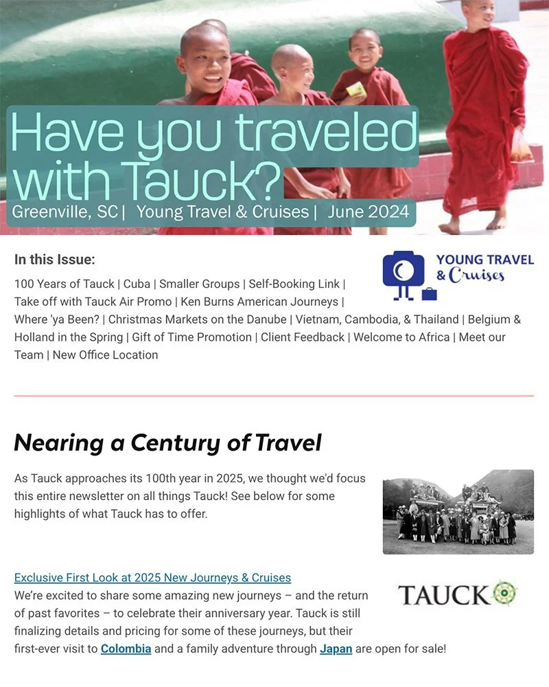 Young Travel & Cruises specializes in custom trips.