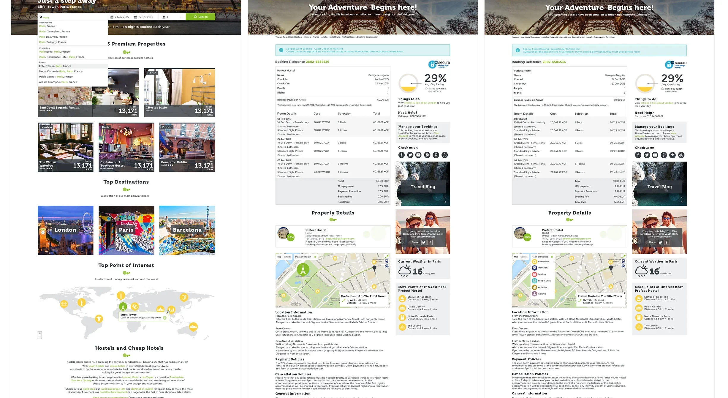 Hostelbookers core user journey