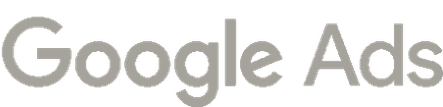 Google Ads logo in gray and white text.