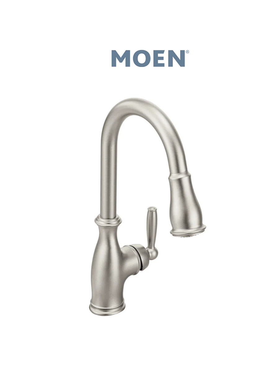 MOEN 7185SRS BRANTFORD SPOT RESISTANT STAINLESS 1.5 GPM 1H DM SGL LEVER HDL KITCHEN FCT