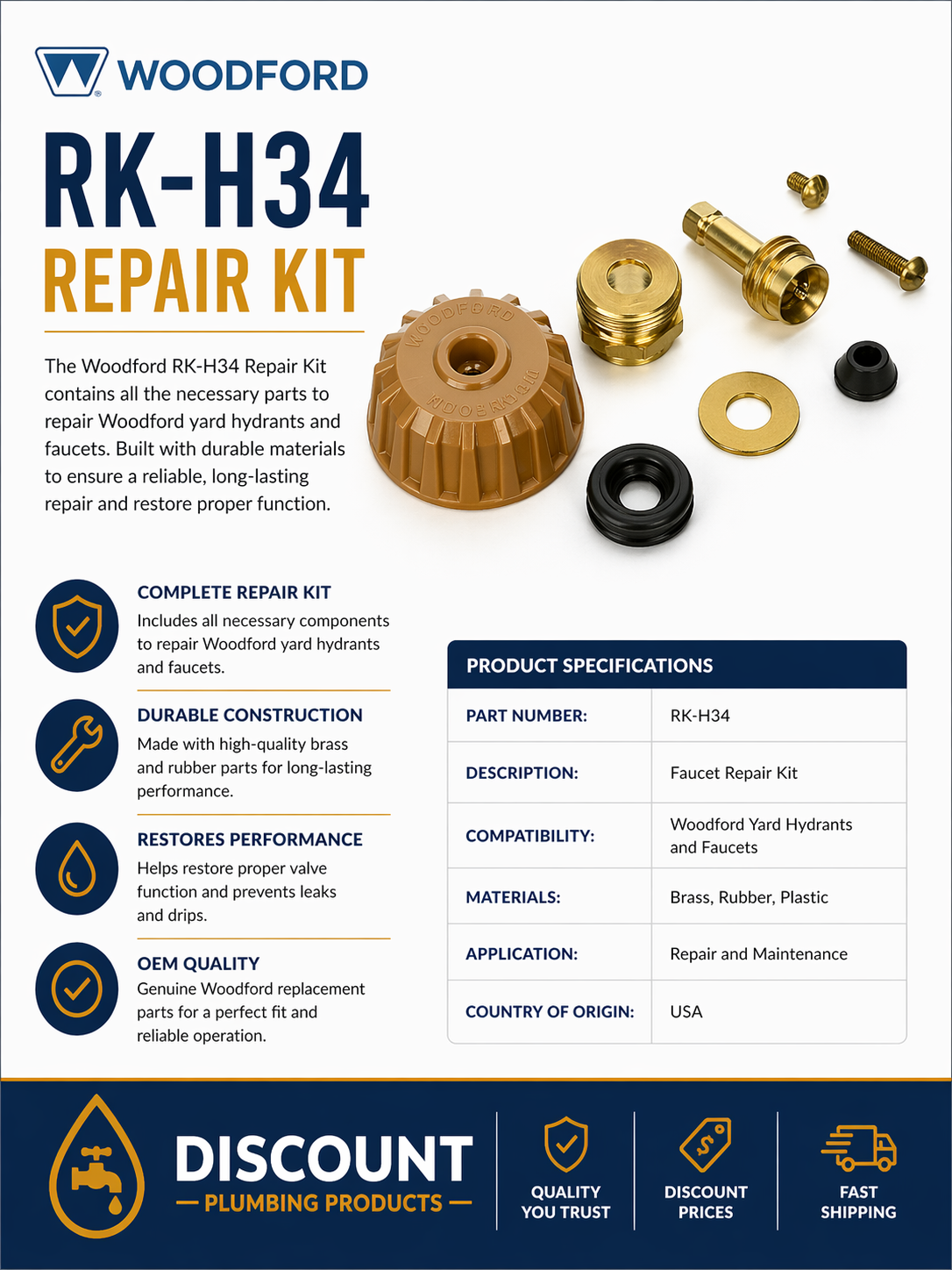 WOODFORD RK H34 REPAIR KIT F/MODEL H34 YARD HYDRANT