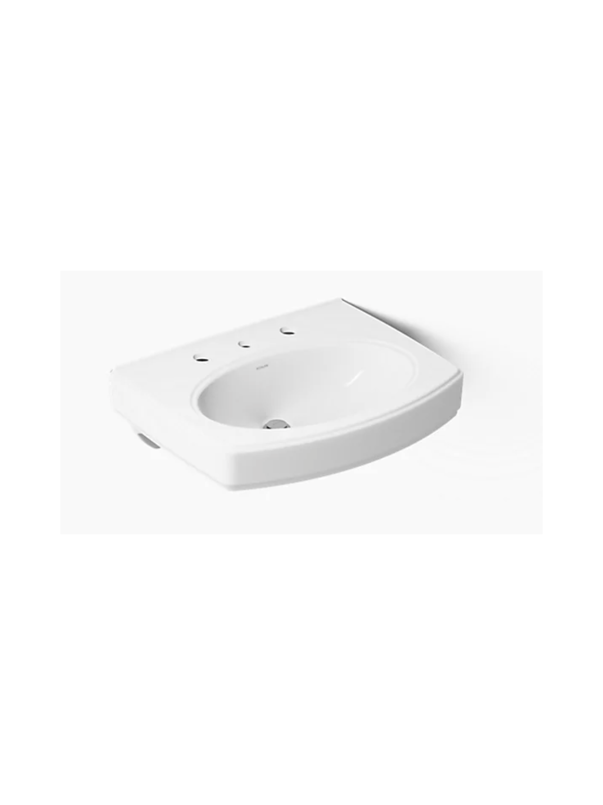 KOHLER 2028 8 0 PINOIR WHT 22 X 18IN OVAL 3H 4 IN. WS VC WM BATH SINK W/ OVERFLOW