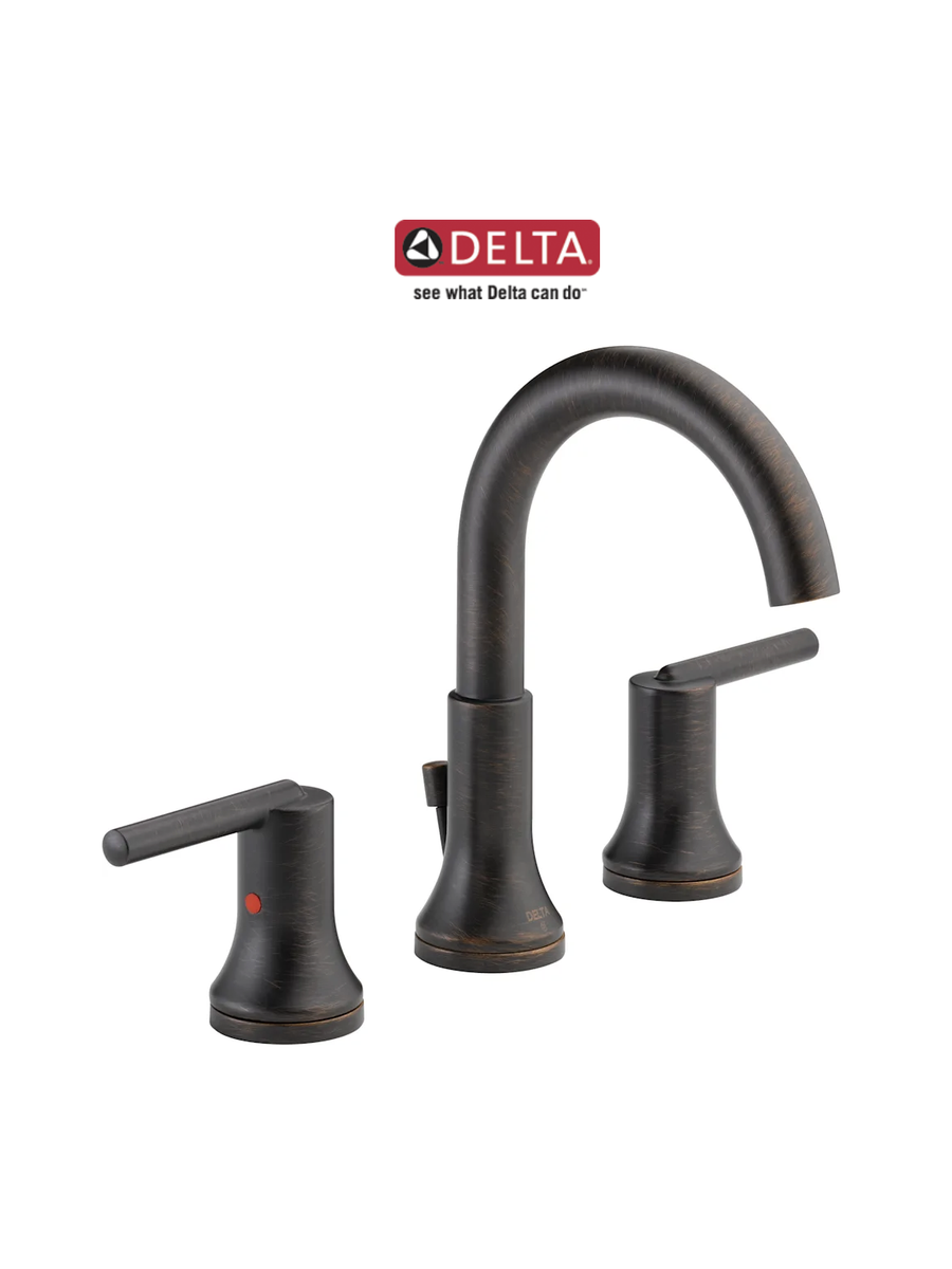 DELTA 3559 BLMPU DST TRINSIC MATTE BLK 1.2 GPM 3H 8 IN. WS DM DBL LEVER HDL BATH FCT W/ POP UP DRAIN