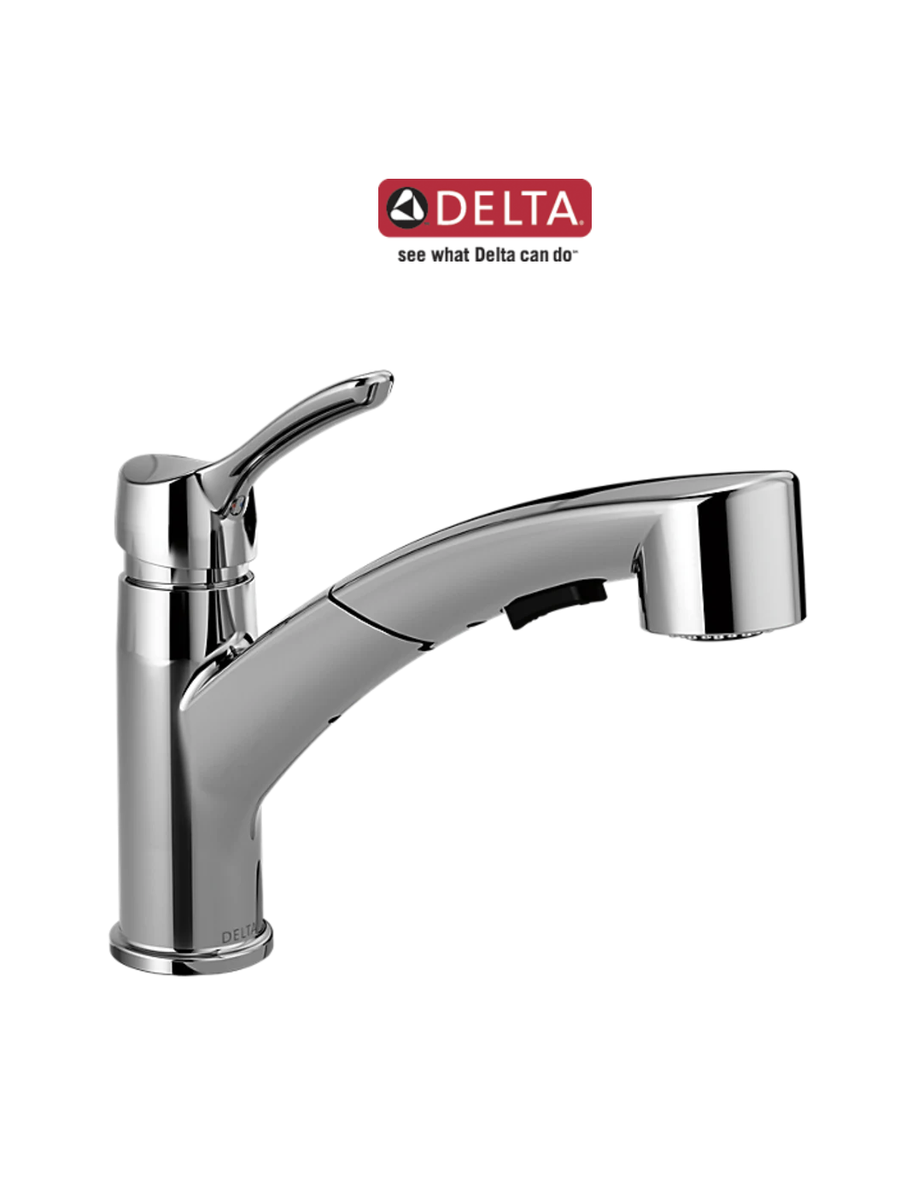 DELTA 4140 DST COLLINS CHROME 1.8 GPM 3H WS DM SGL LEVER HDL KITCHEN FCT