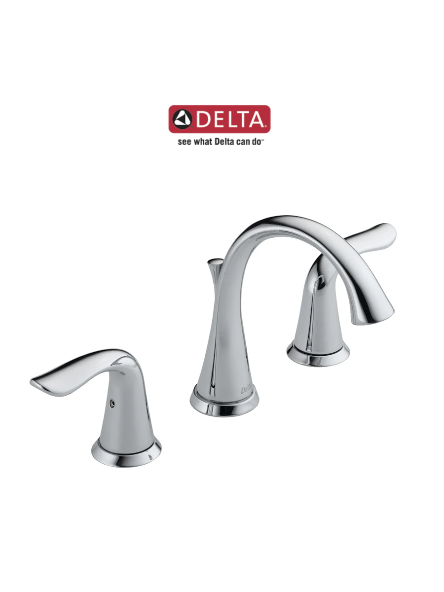 DELTA 3538 MPU DST LAHARA CHROME 1.2 GPM 3H 8 IN. WS DM DBL LEVER HDL BATH FCT W/ POP UP DRAIN