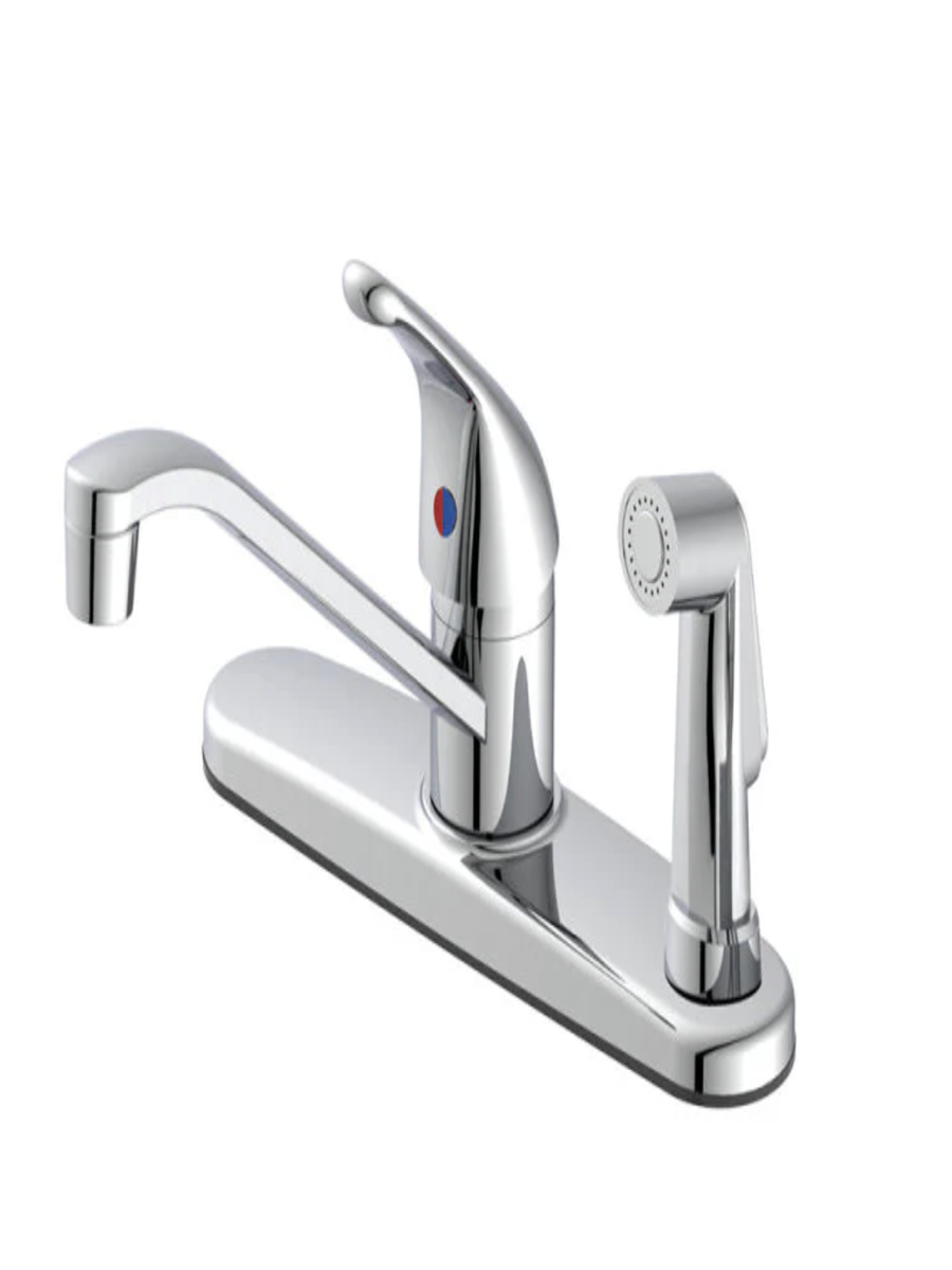 MAINLINE CH111D CP POL CHROME CHELMSFORD 1.5 GPM 3H DM 8CC SGL METAL LEVER HDL KITCHEN FCT W/ ON DECK SIDE SPRAY ADA APPROVED L D FREE